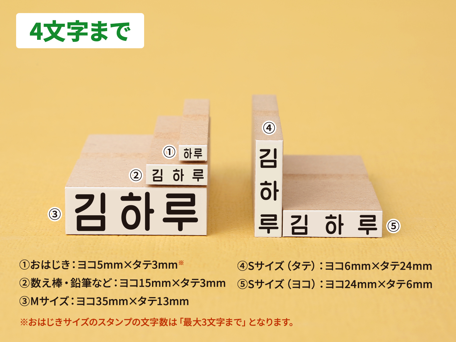 ハングルネームスタンプ5個セット（4文字まで）/新入園・入学