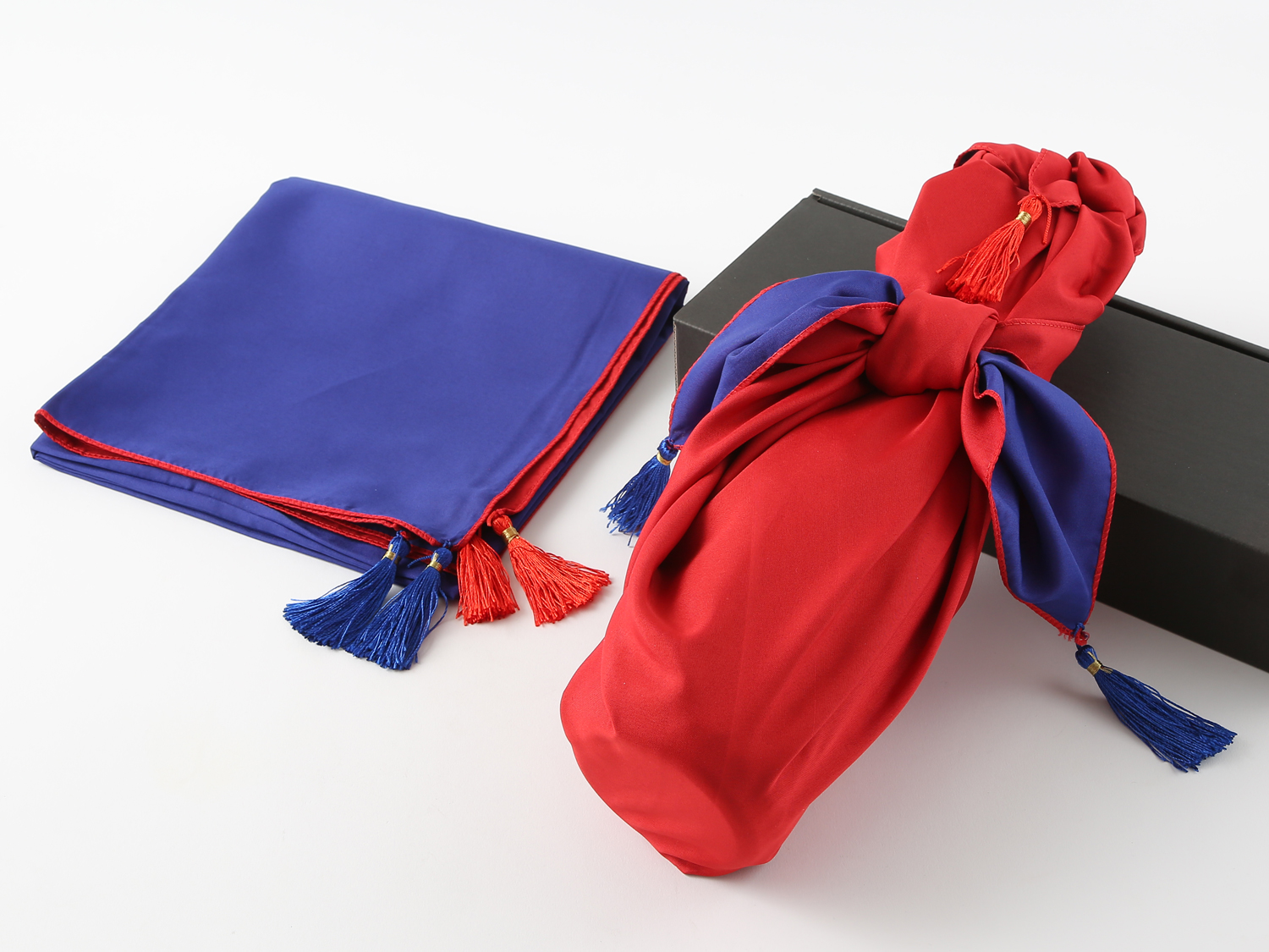 韓国風呂敷 ポジャギ（中） 赤&青リバーシブル